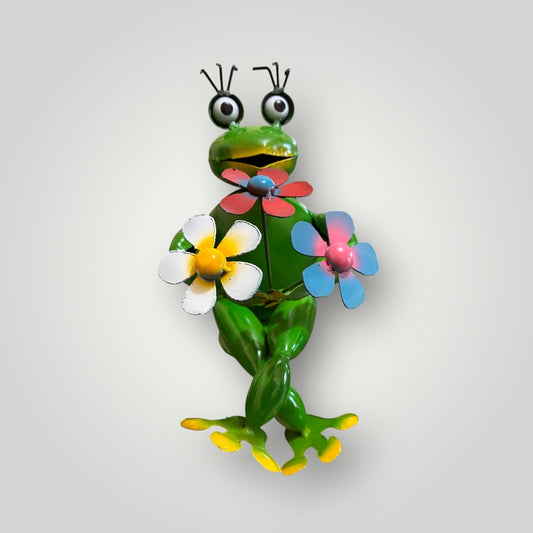 Rana Sentada Con Flores